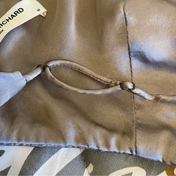 Amanda Uprichard M gray metallic crop top festival halter tank top backless - Picture 4 of 11